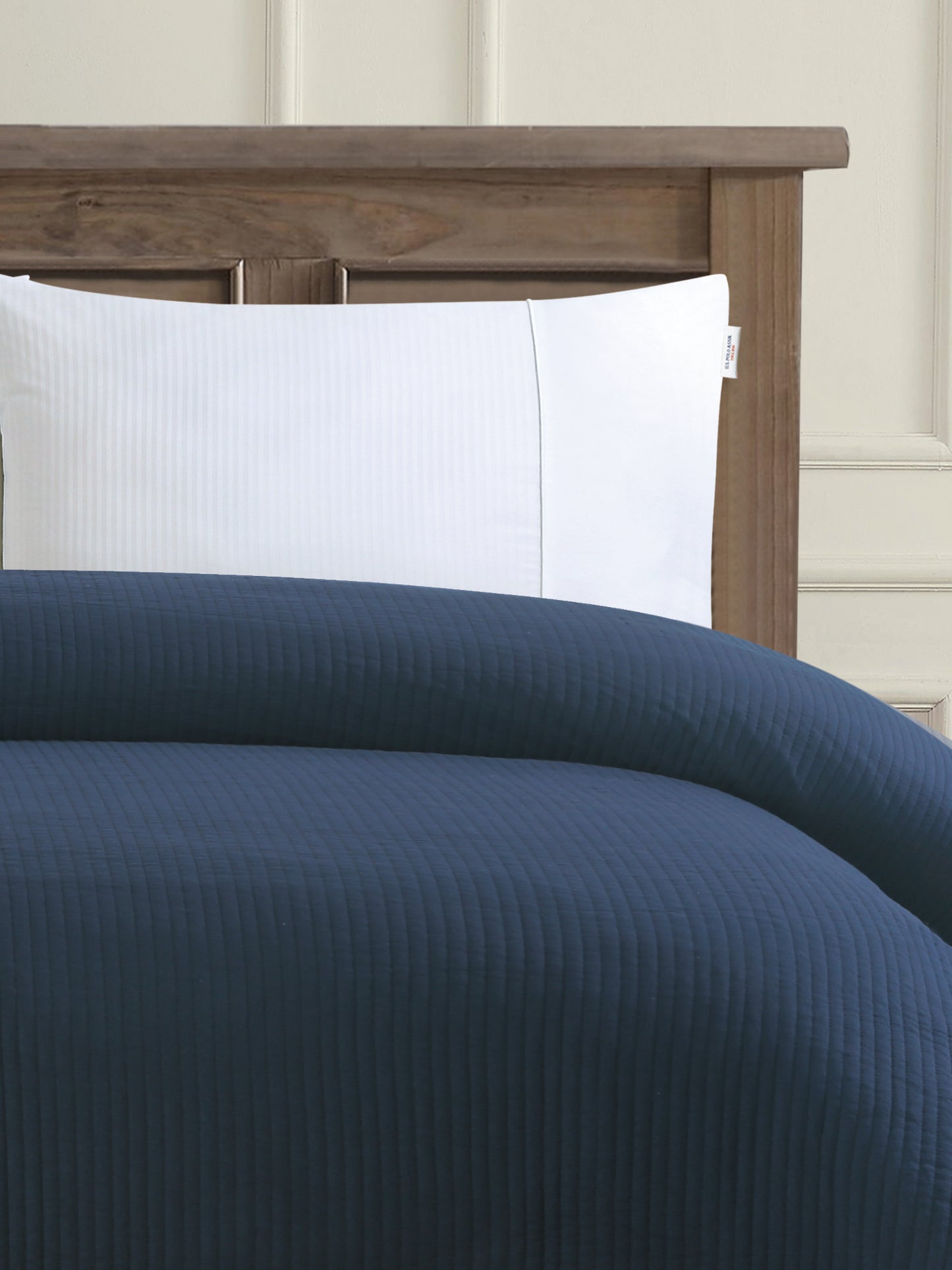 Channel Row Quilted Bedspread Navy Iris