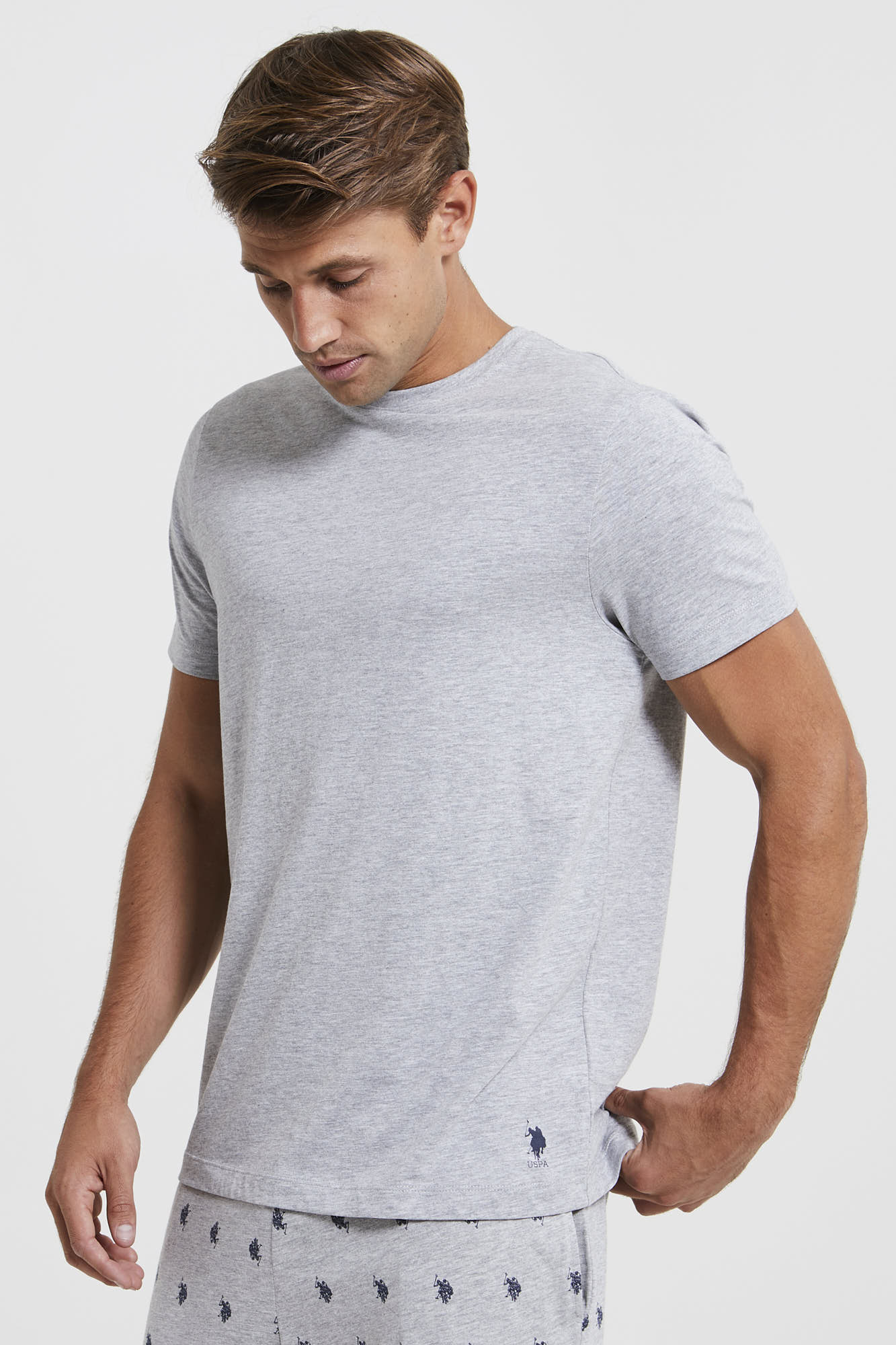 Mens 2 Pack Short Sleeve Lounge T-Shirts in Vintage Grey Heather
