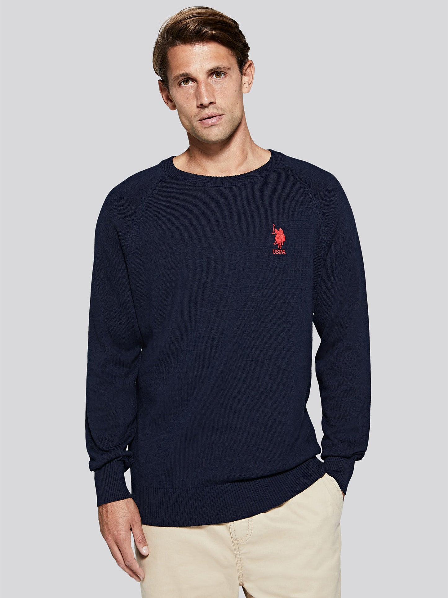 Mens Classic Knit Crew in Navy Blue