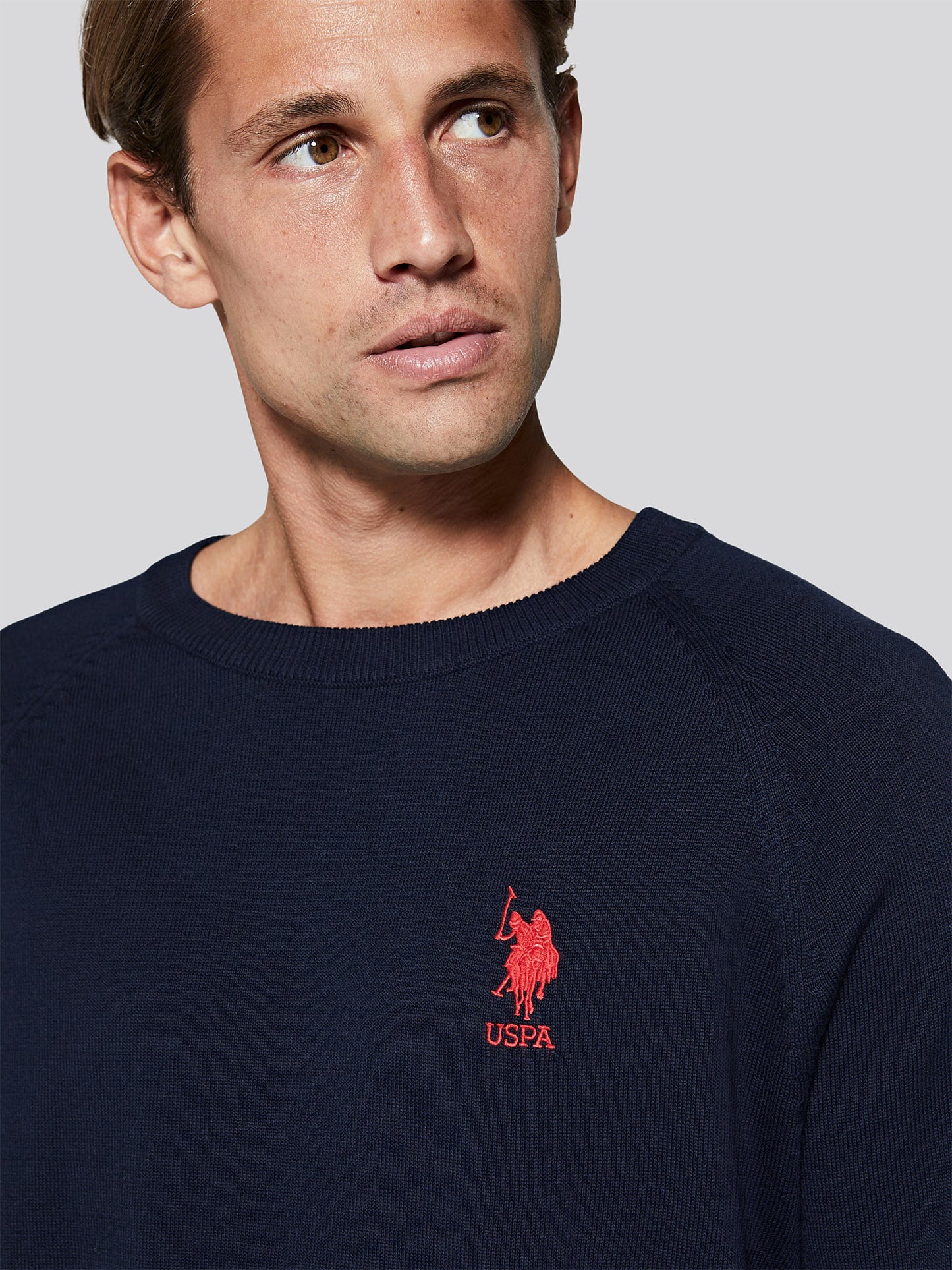 Mens Classic Knit Crew in Navy Blue
