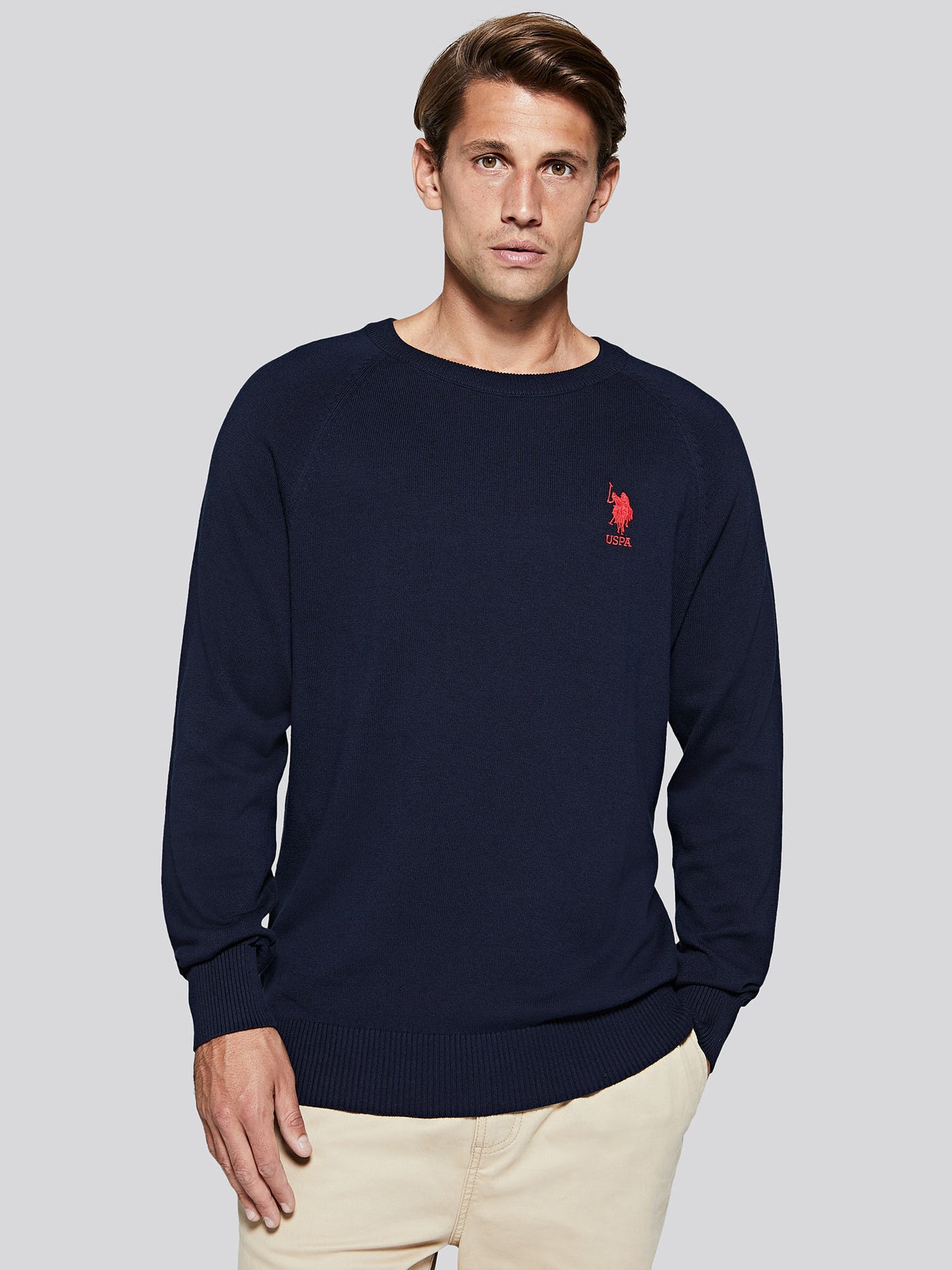 Mens Classic Knit Crew in Navy Blue