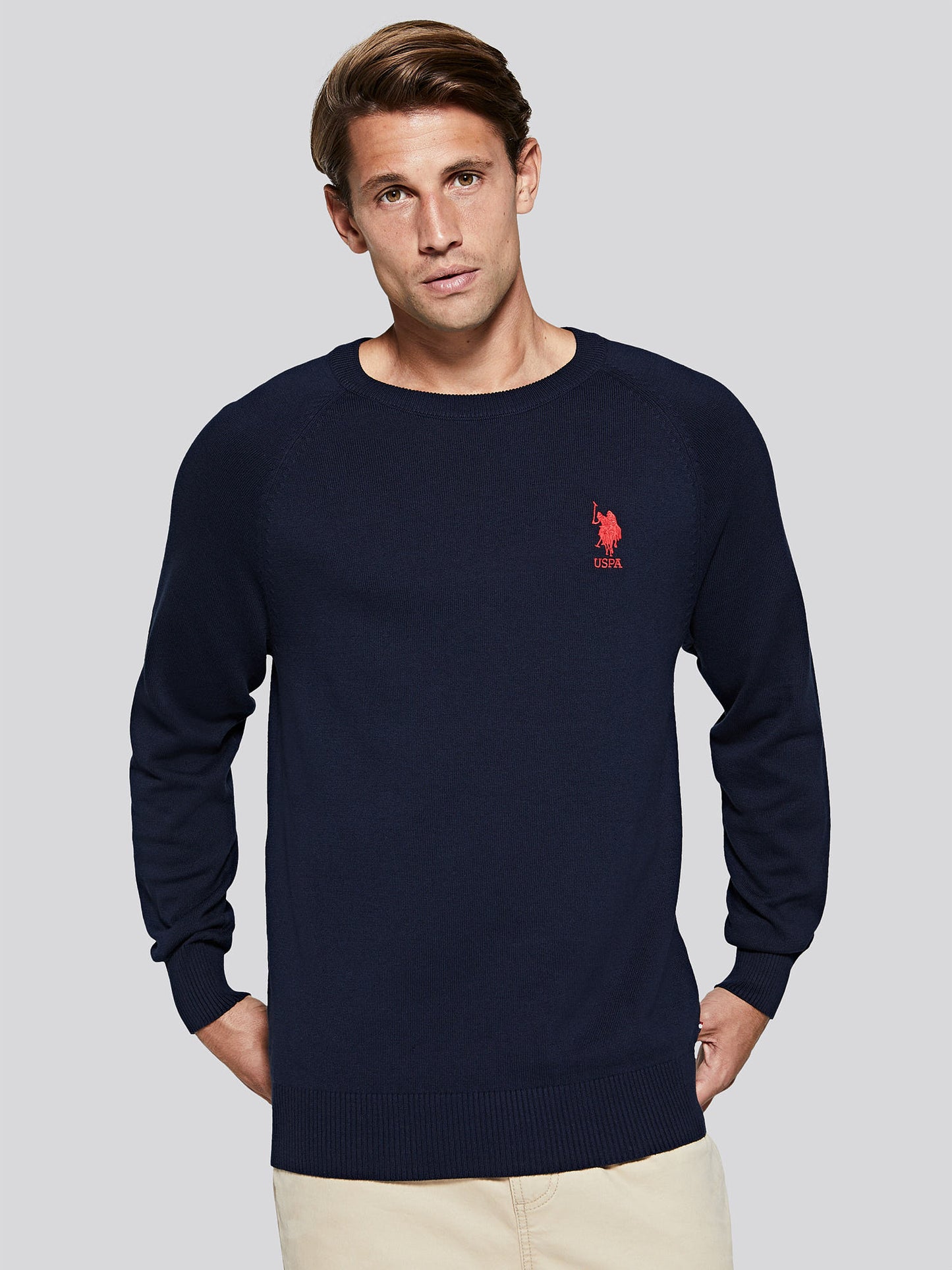 Mens Classic Knit Crew in Navy Blue