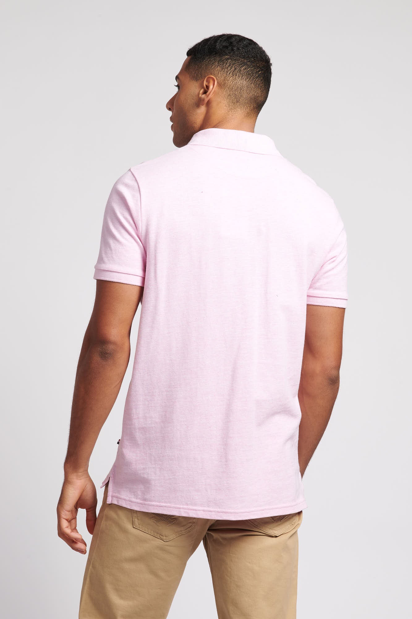 Mens Pique Polo Shirt in Orchid Pink Marl