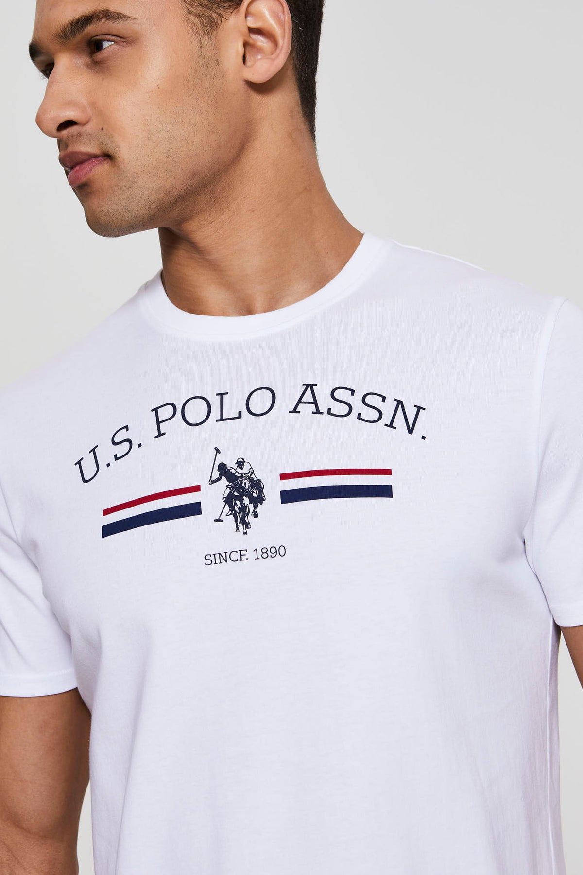 Mens Stripe Rider Graphic T-Shirt in Bright White