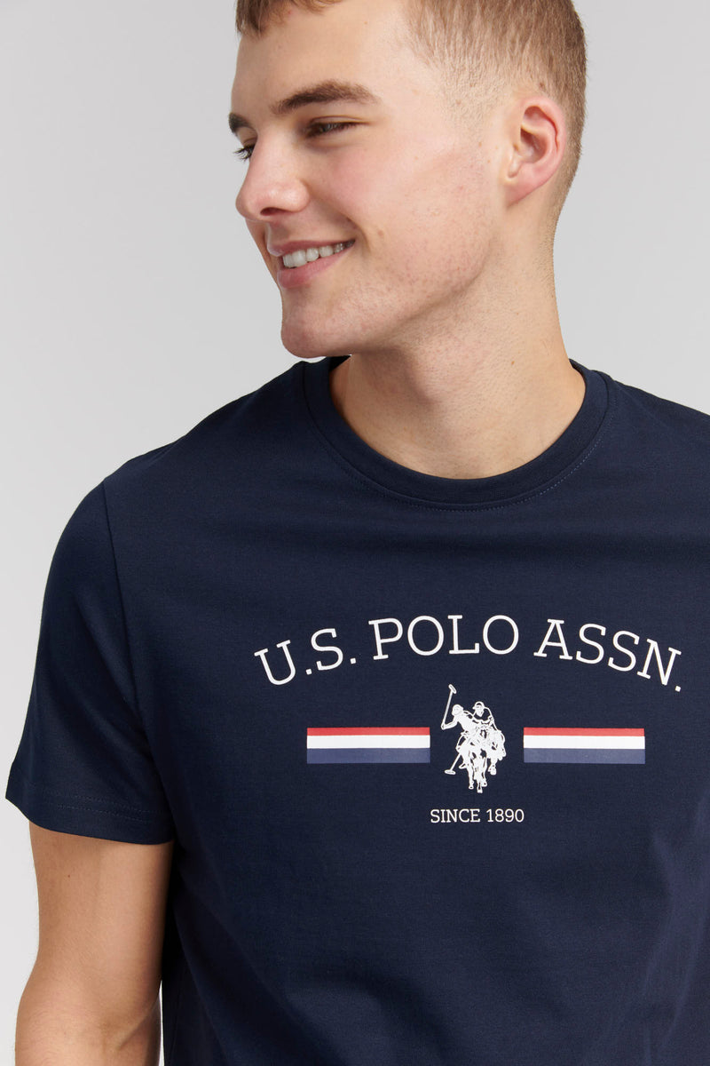 Mens Stripe Rider Graphic T-Shirt in Navy Blue