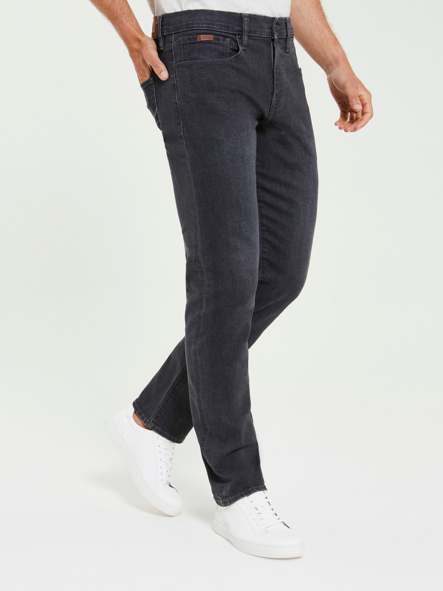 Mens 5 Pocket Slim Fit Denim Jeans in Grey Wash