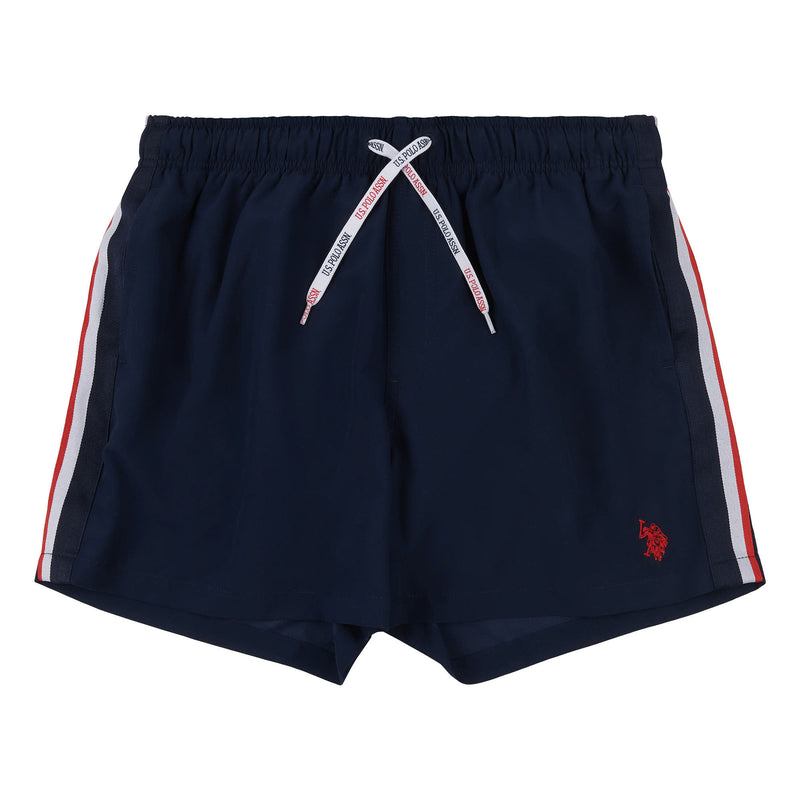 Mens Taped Swim Shorts in Navy Blue