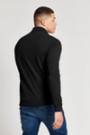 Mens Funnel Neck Quarter Zip Sweatshirt in Black