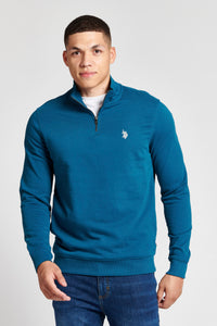 Mens Funnel Neck Quarter Zip Sweatshirt in Legion Blue