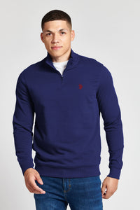 Mens Funnel Neck Quarter Zip Sweatshirt in Insignia Blue