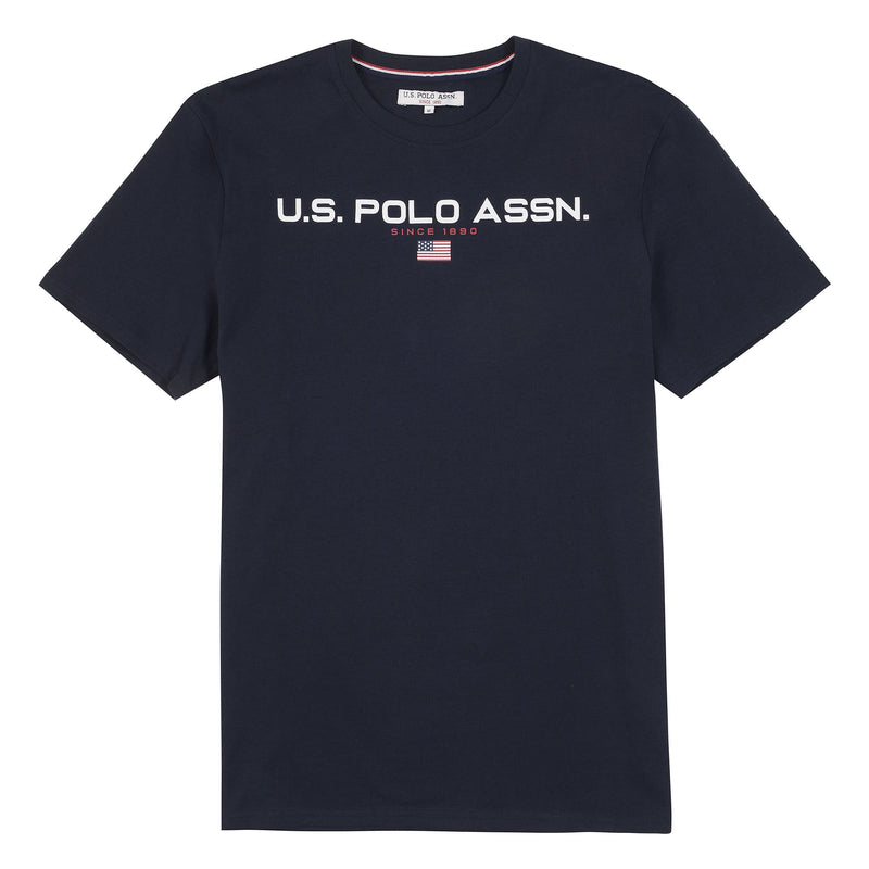Mens Block Flag Graphic T-Shirt in Navy Blue