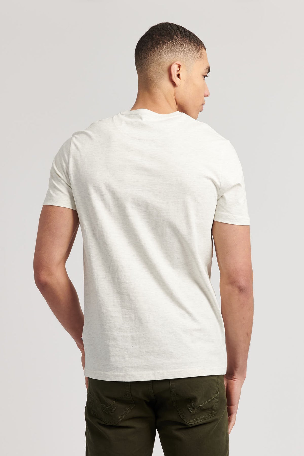 Mens Block Flag Graphic T-Shirt in Light Grey Marl
