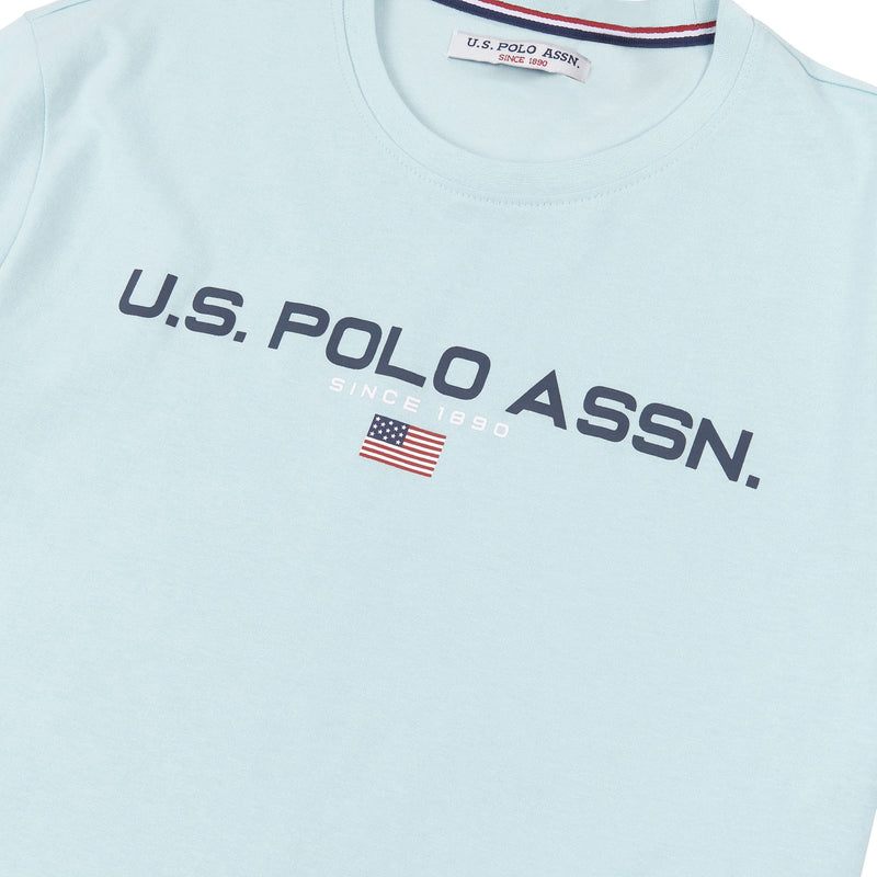 Mens Block Flag Graphic T-Shirt in Blue Glow