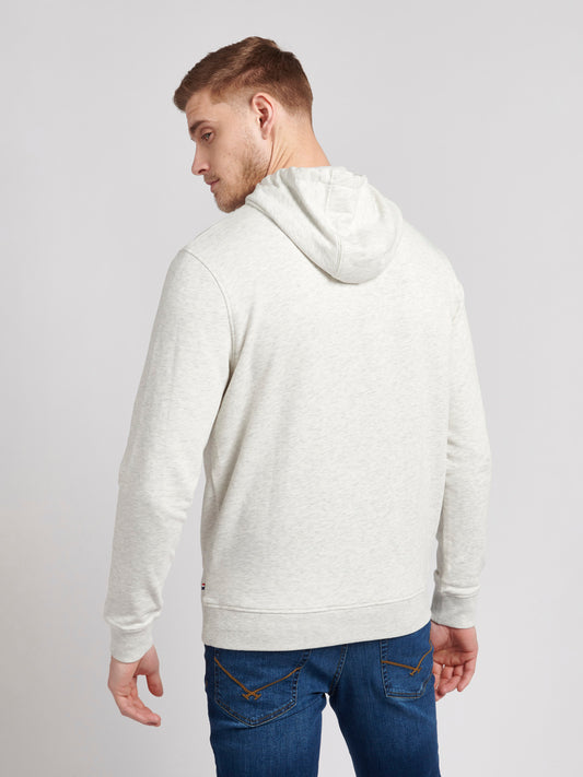 Mens Block Flag Graphic Hoodie in Light Grey Marl