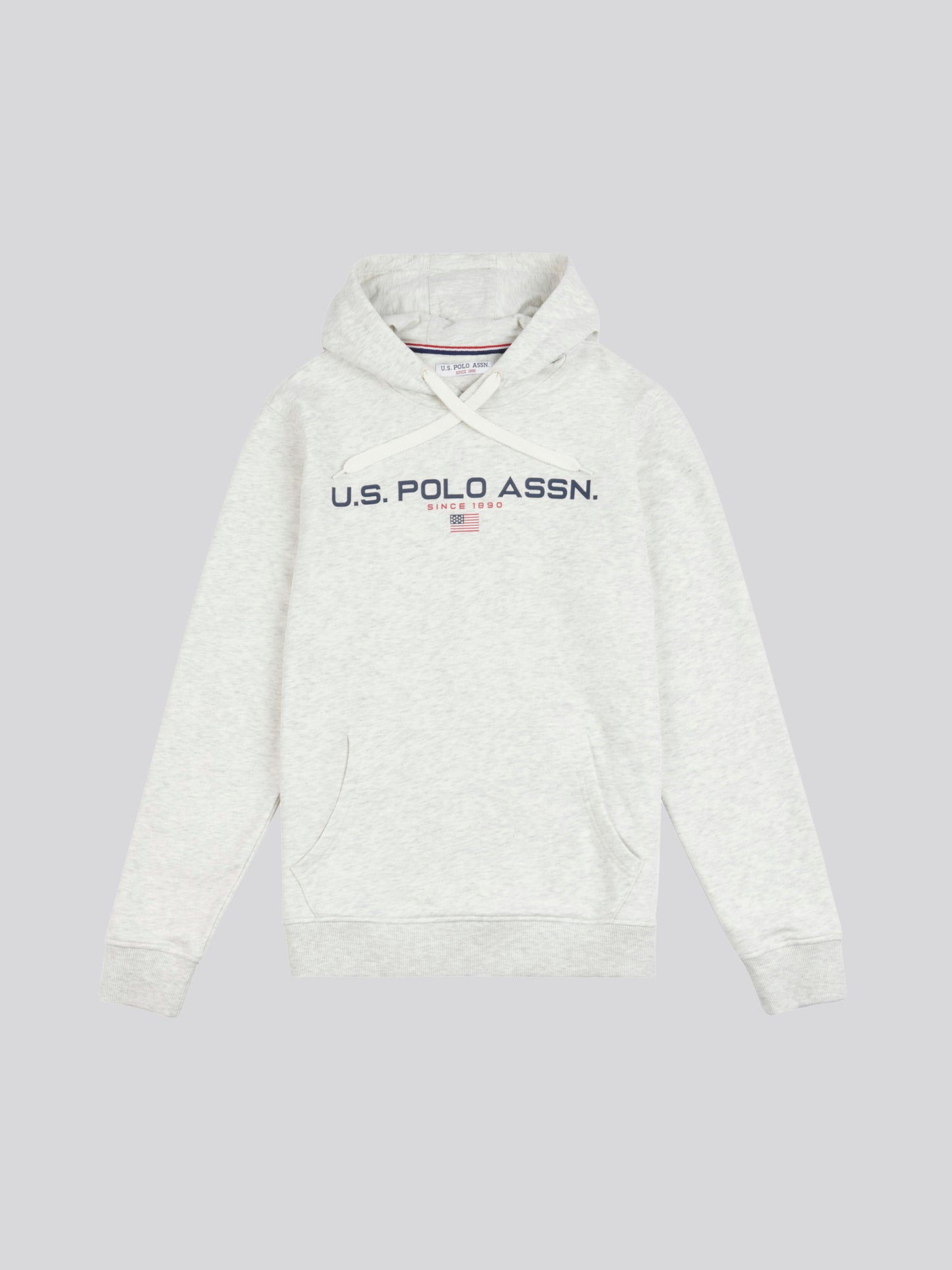 Mens Block Flag Graphic Hoodie in Light Grey Marl