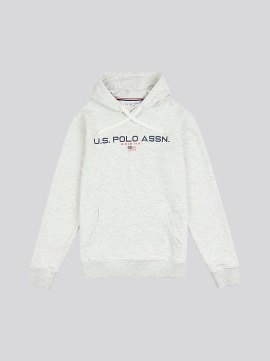 Mens Block Flag Graphic Hoodie in Light Grey Marl