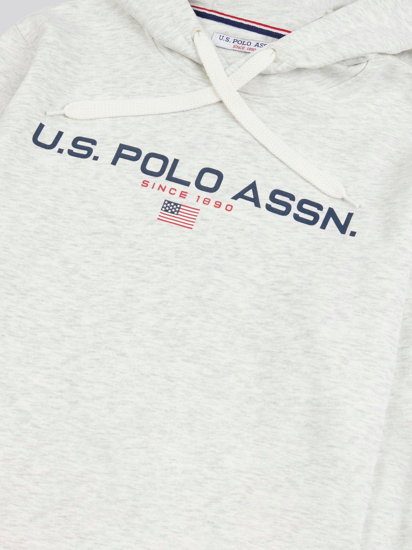 Mens Block Flag Graphic Hoodie in Light Grey Marl