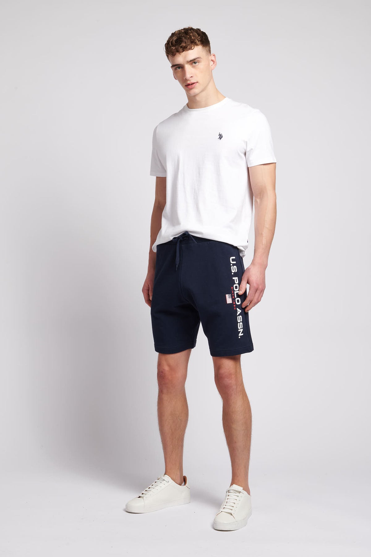 Mens Block Flag Graphic Shorts in Navy Blue