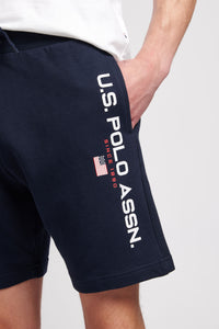 Mens Block Flag Graphic Shorts in Navy Blue