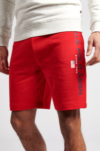Mens Block Flag Graphic Shorts in Tango Red