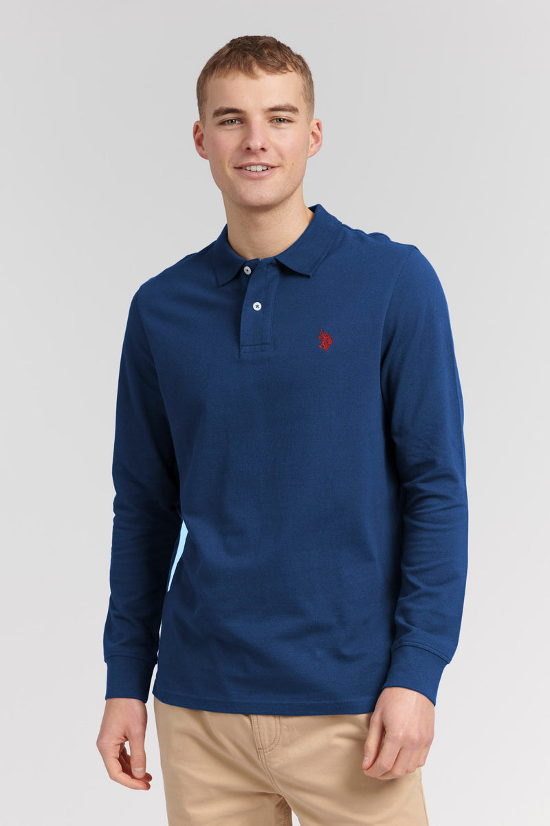 Mens Long-Sleeve Polo Shirt in Insignia Blue