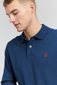 Mens Long-Sleeve Polo Shirt in Insignia Blue