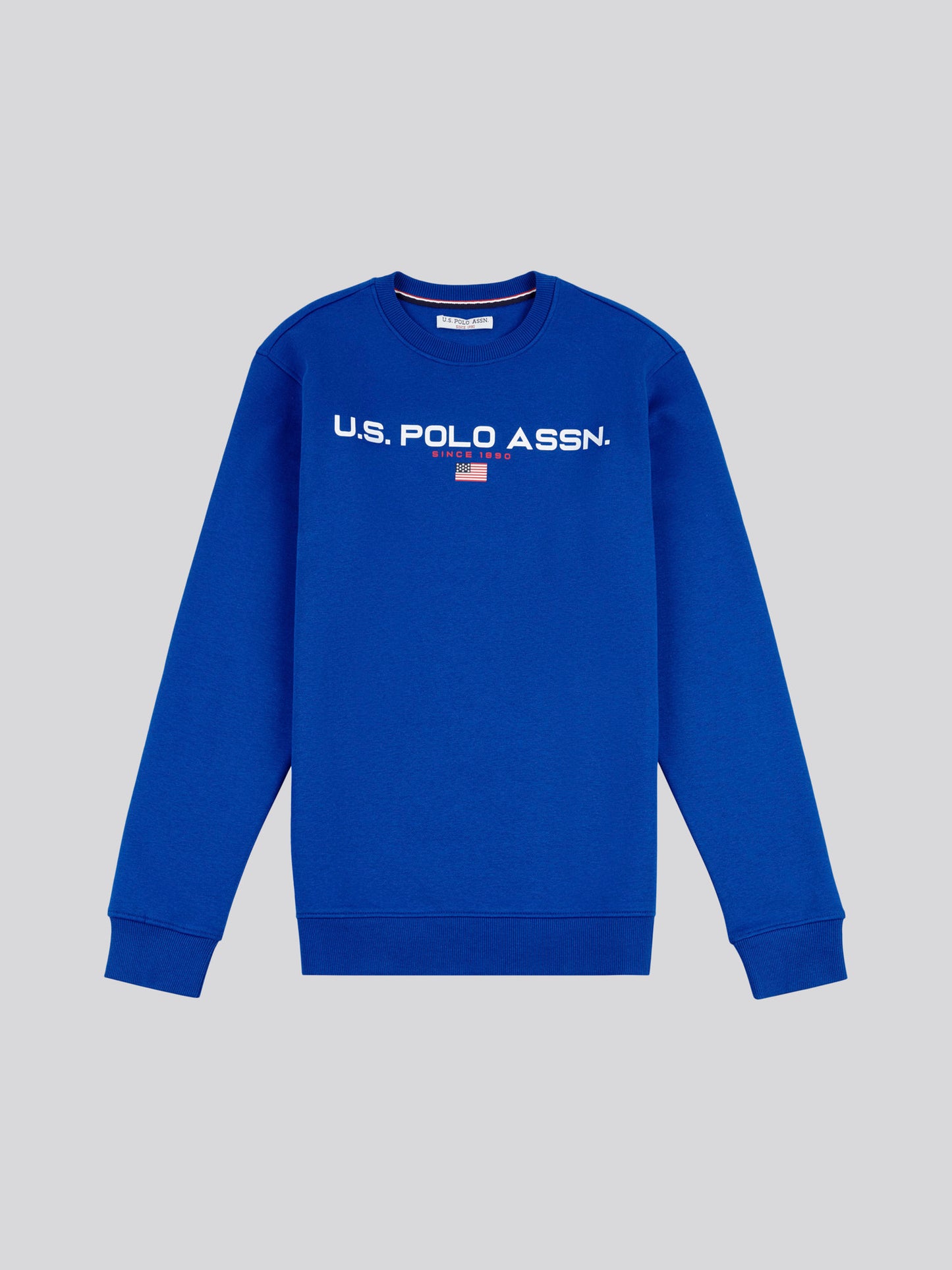 Mens Block Flag Graphic Crew Neck Sweatshirt in Classic Blue