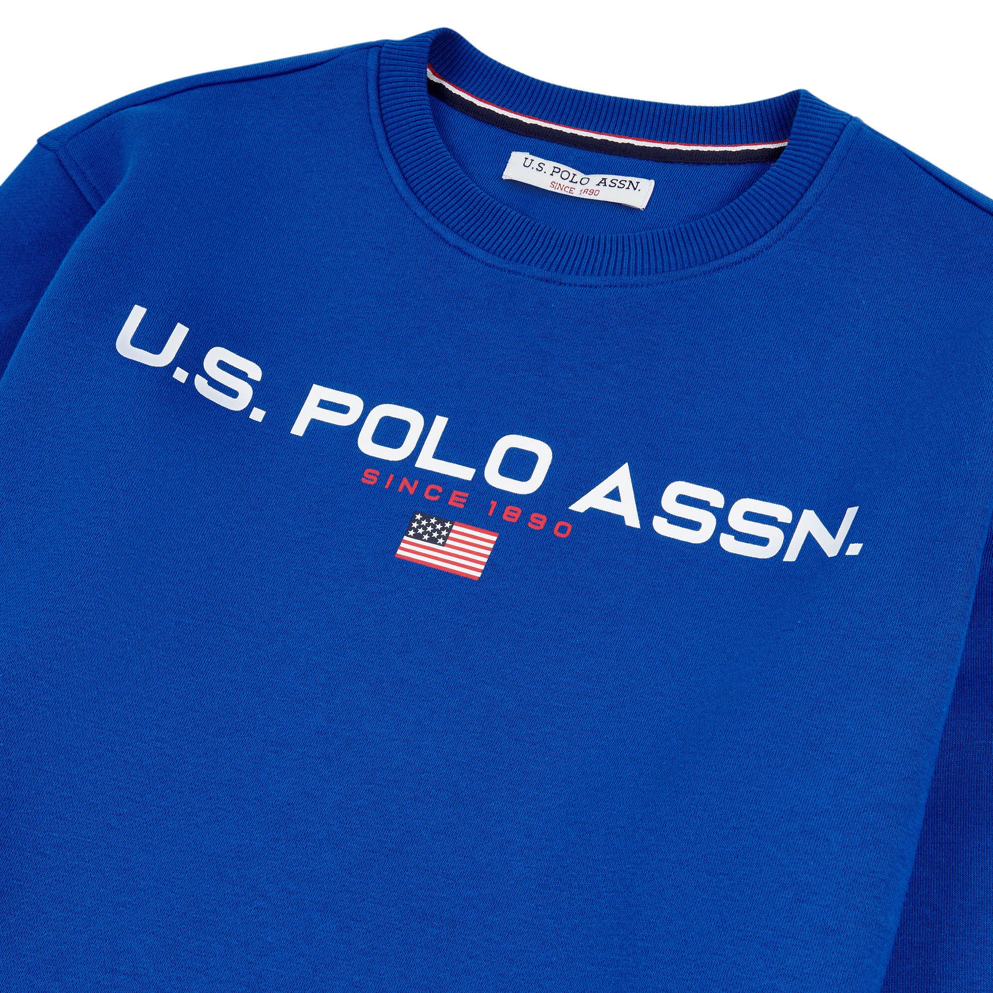 Mens Block Flag Graphic Crew Neck Sweatshirt in Classic Blue