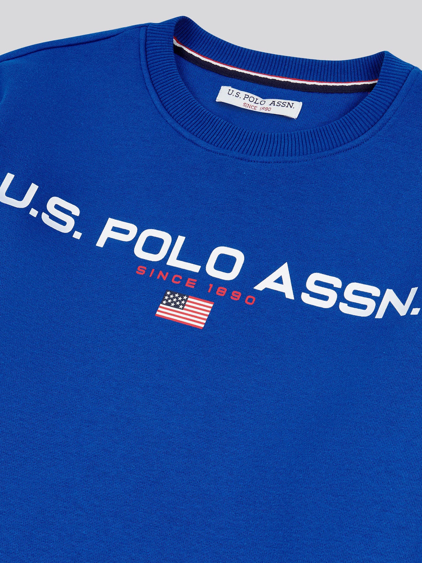 Mens Block Flag Graphic Crew Neck Sweatshirt in Classic Blue