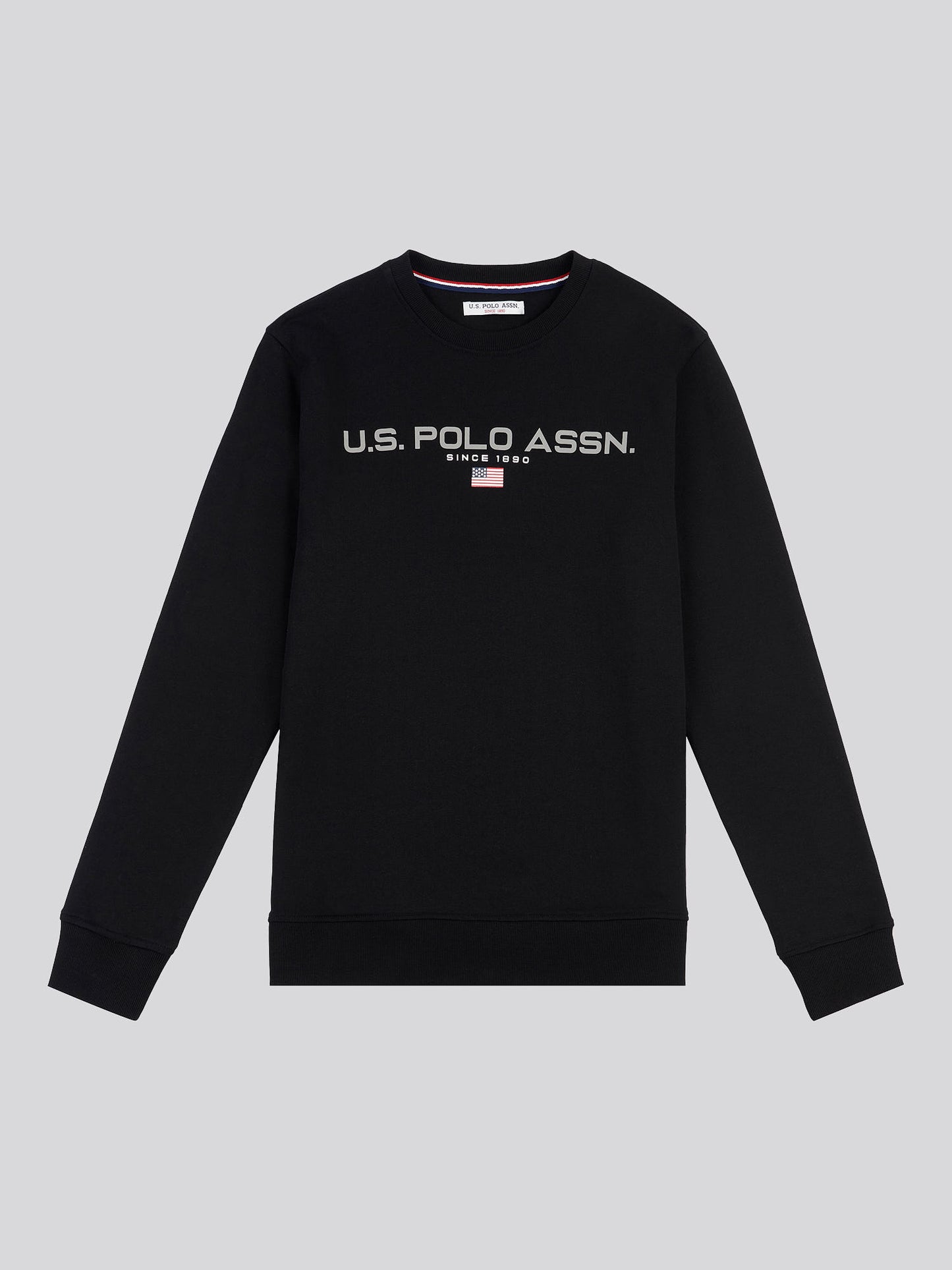 Mens Block Flag Graphic Crew Neck Sweatshirt in Black