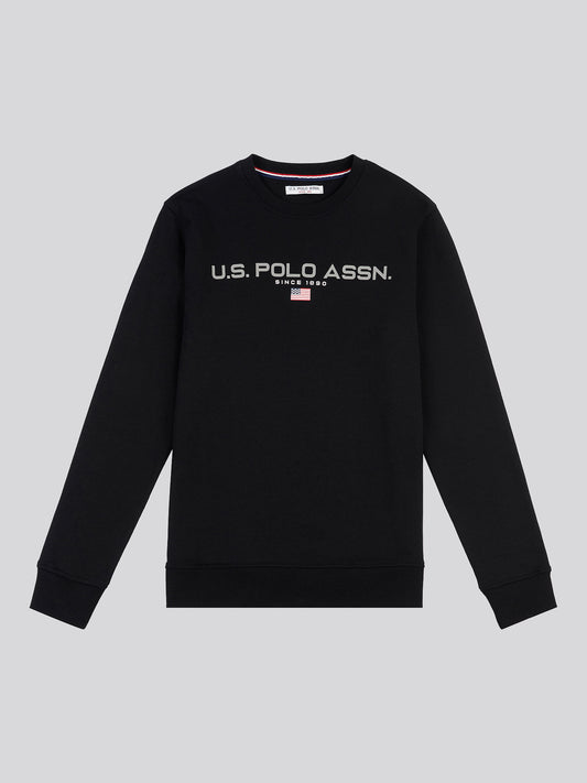 Mens Block Flag Graphic Crew Neck Sweatshirt in Black