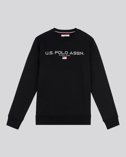 Mens Block Flag Graphic Crew Neck Sweatshirt in Black