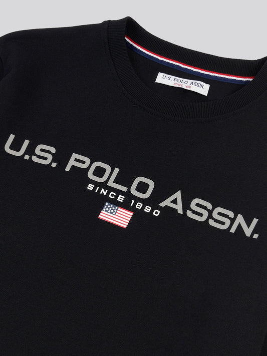Mens Block Flag Graphic Crew Neck Sweatshirt in Black
