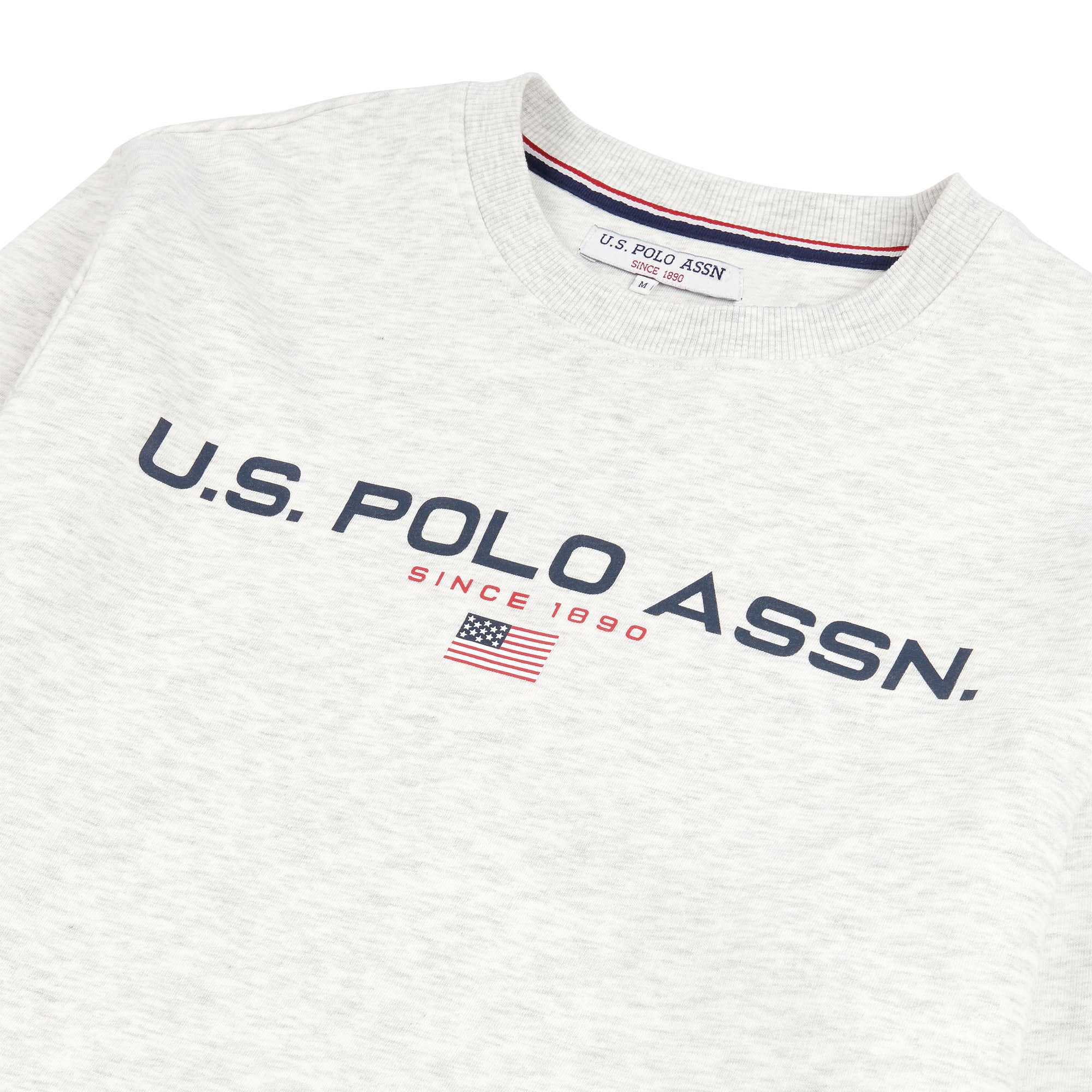Mens Block Flag Graphic Crew Neck Sweatshirt in Light Grey Marl