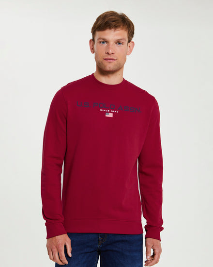 Mens Block Flag Graphic Crew Neck Sweatshirt in Biking Red
