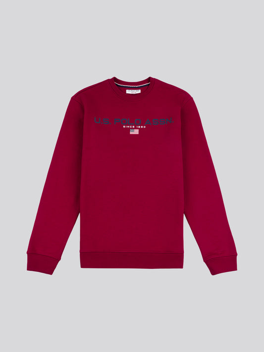 Mens Block Flag Graphic Crew Neck Sweatshirt in Biking Red