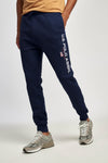 Mens Block Flag Graphic Joggers in Navy Blue