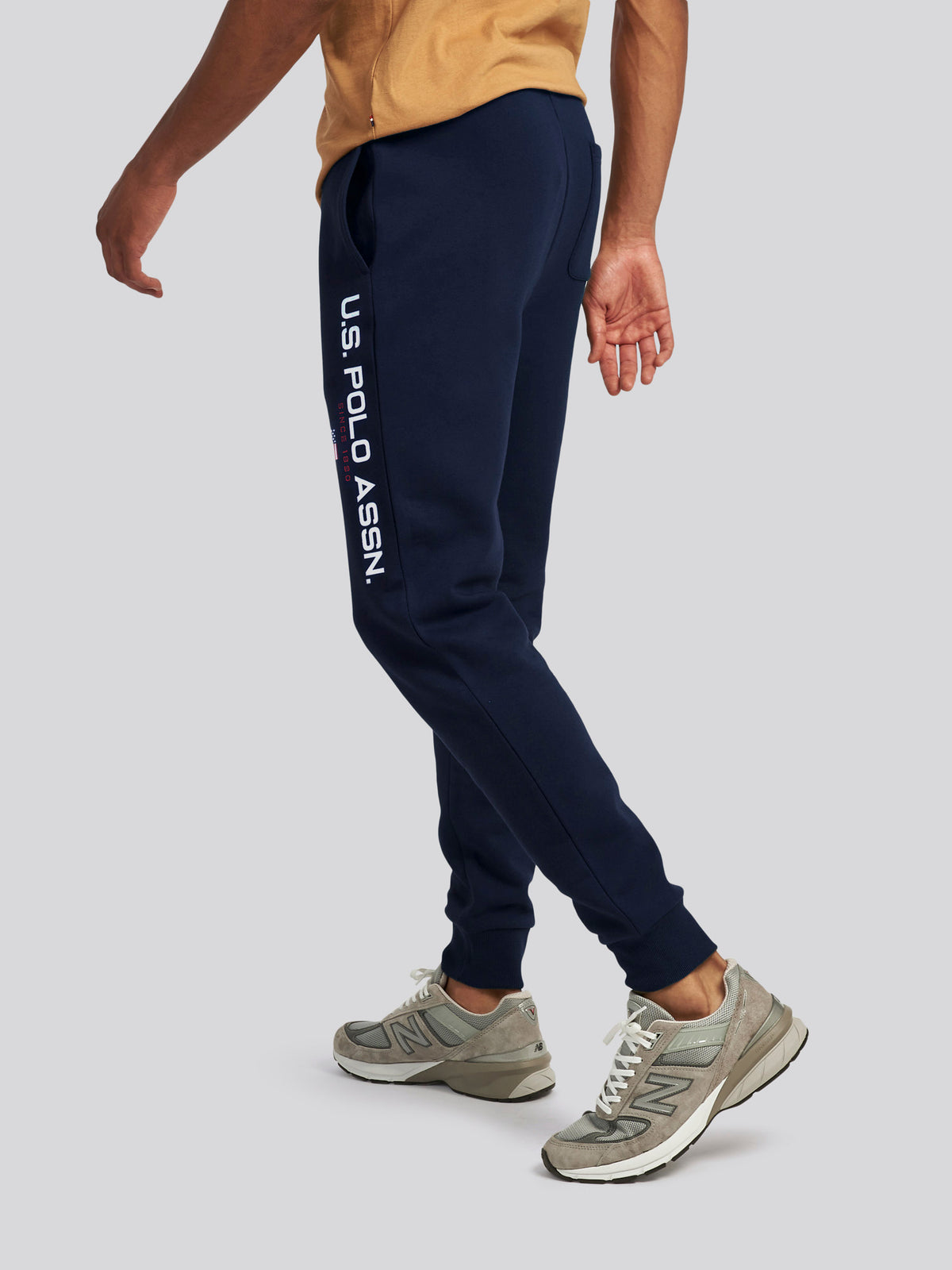 Mens Block Flag Graphic Joggers in Navy Blue