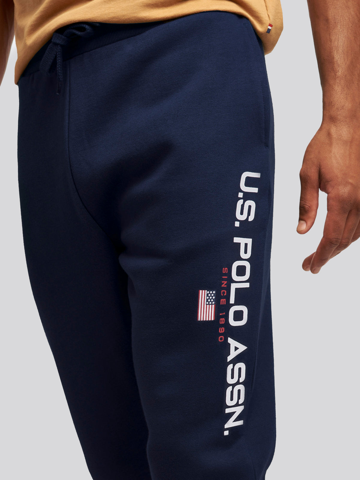 Mens Block Flag Graphic Joggers in Navy Blue