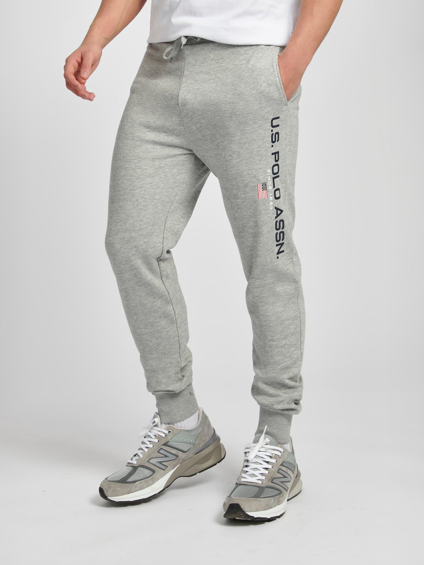 Mens Block Flag Graphic Joggers in Vintage Grey Heather