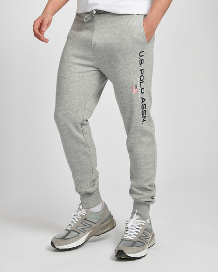 Mens Block Flag Graphic Joggers in Vintage Grey Heather
