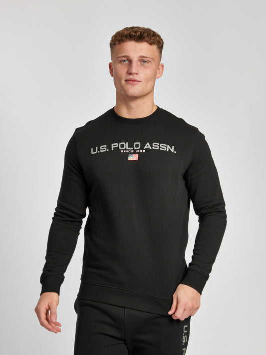 Mens Block Flag Graphic Crew Neck Sweater in Black