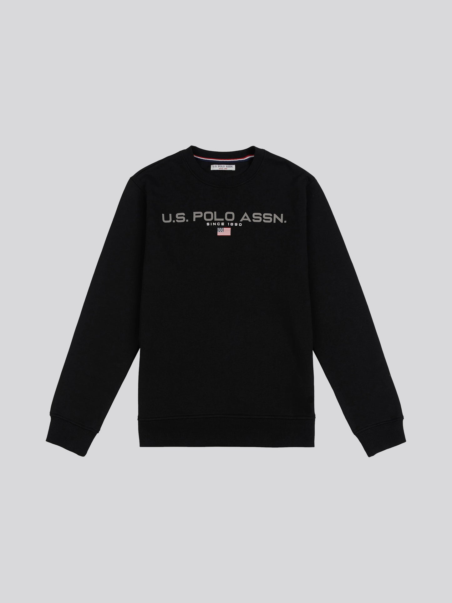Mens Block Flag Graphic Crew Neck Sweater in Black