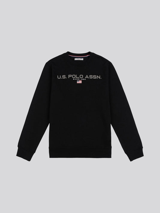 Mens Block Flag Graphic Crew Neck Sweater in Black