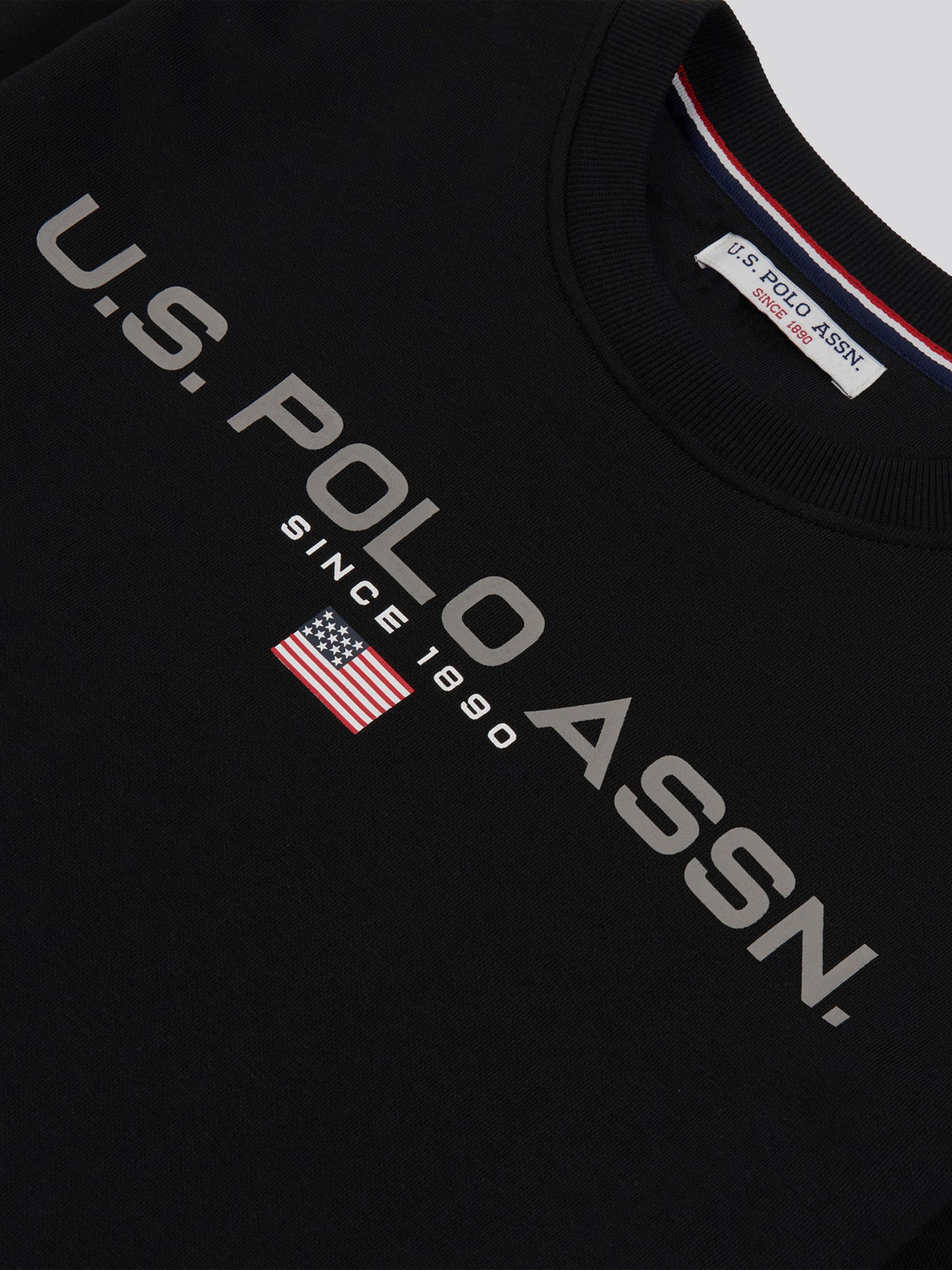 Mens Block Flag Graphic Crew Neck Sweater in Black