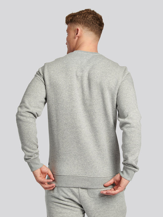 Mens Block Flag Graphic Crew Neck Sweater in Vintage Grey Heather