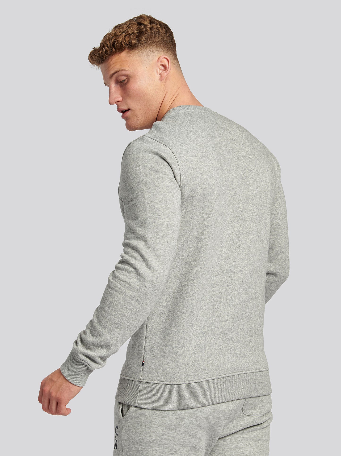 Mens Block Flag Graphic Crew Neck Sweater in Vintage Grey Heather