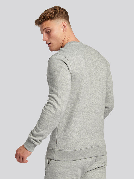 Mens Block Flag Graphic Crew Neck Sweater in Vintage Grey Heather