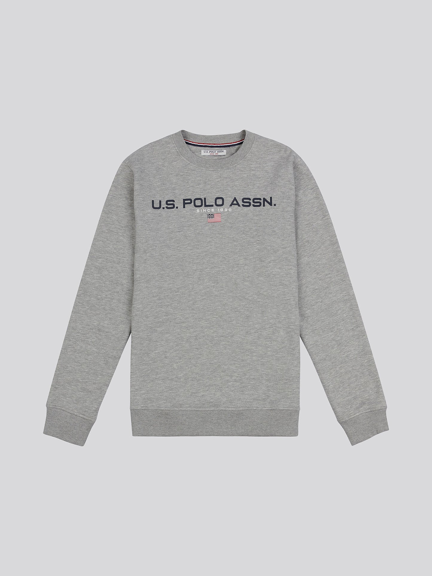 Mens Block Flag Graphic Crew Neck Sweater in Vintage Grey Heather