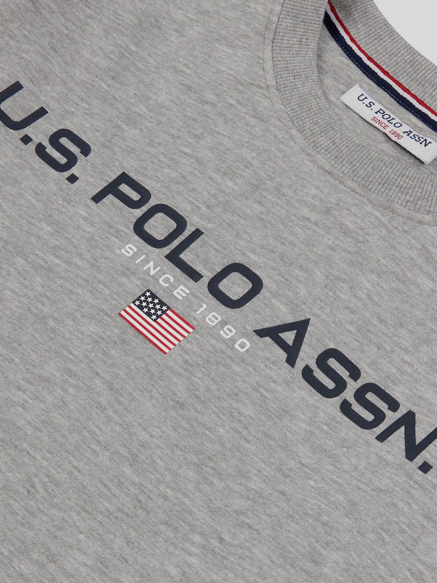 Mens Block Flag Graphic Crew Neck Sweater in Vintage Grey Heather
